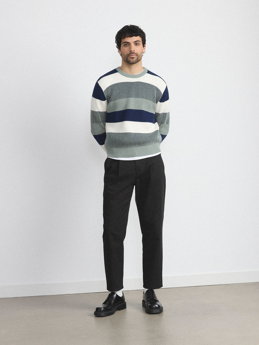 The Striped Ribbed Sweater in Grey Green – Frank And Oak USA
