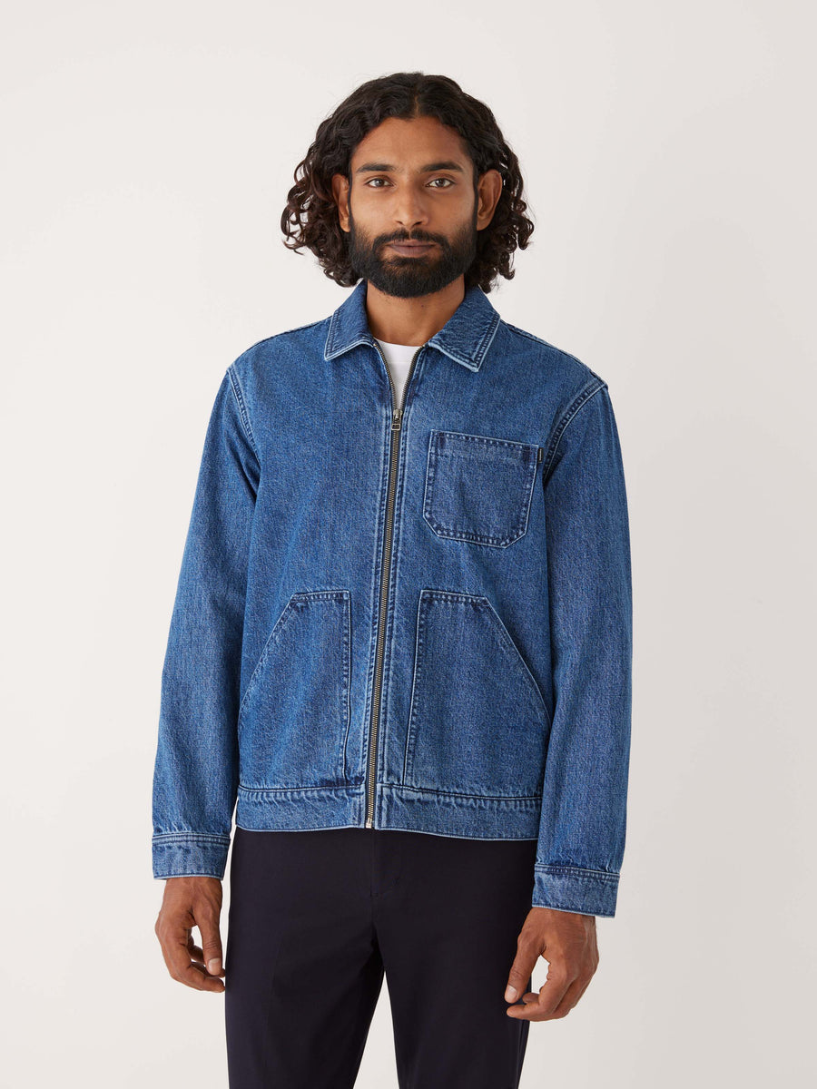 The Denim Zip Up Jacket in Vintage Blue