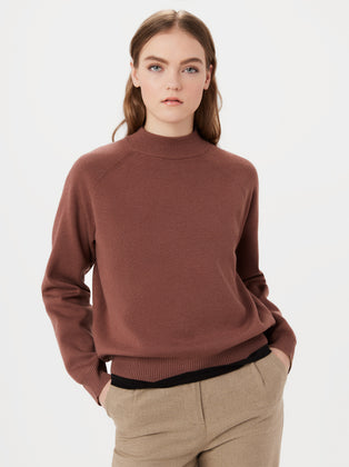 The Compact Mock Neck Sweater in Chestnut