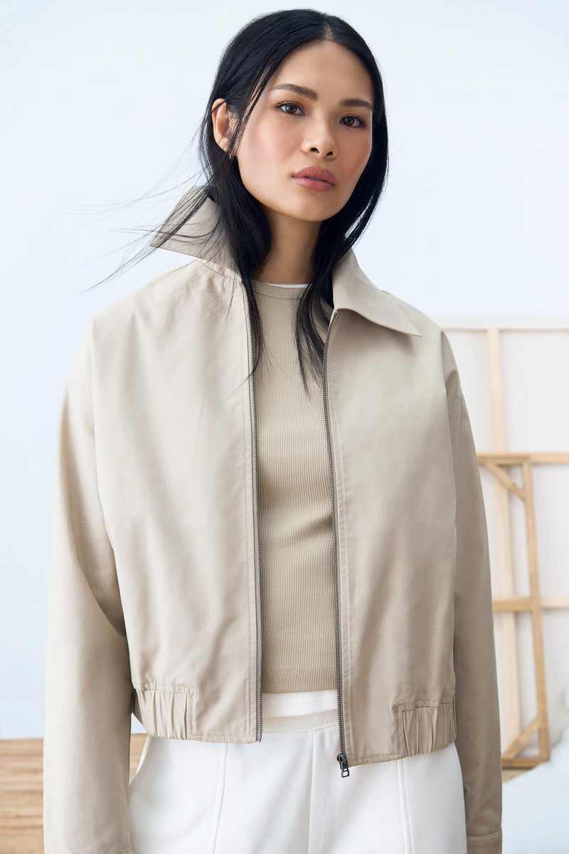 The Zip Up Bomber Jacket in Light Beige – Frank And Oak USA