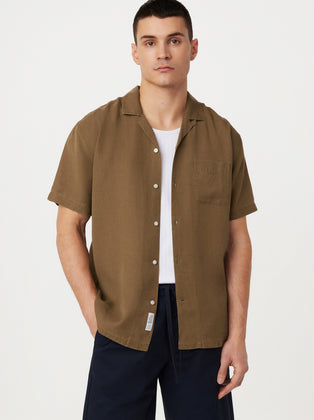 The Washed Camp Collar Shirt in Sepia