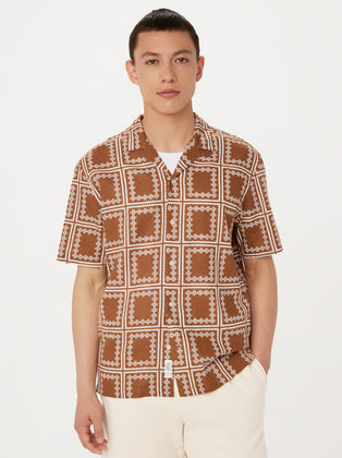 The Print Camp Collar Shirt in Terracotta