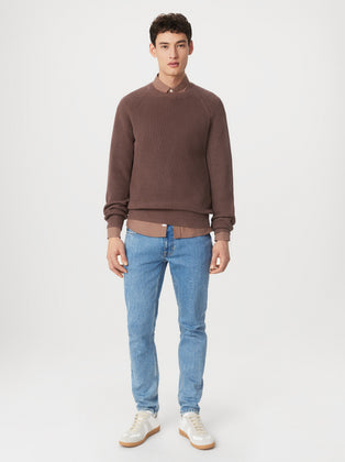 The Ribbed Crewneck Sweater in Dark Clay