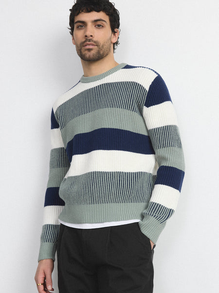 【冬バーゲン★特別送料無料！】 The Striped Ribbed Sweater in Grey Green – Frank And Oak USA トップス