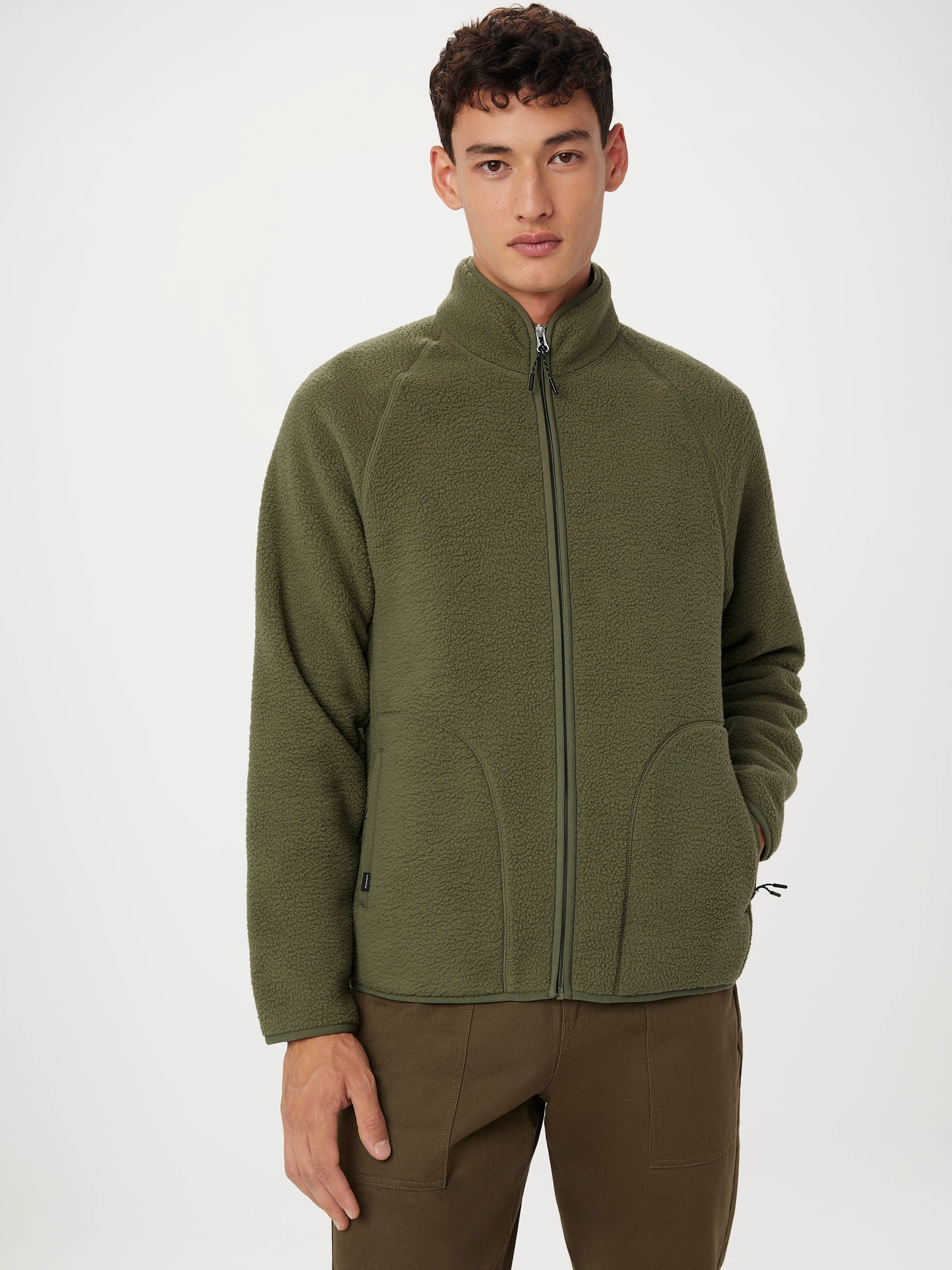 50s irvin foster ファラオJKT ニットリブ The Axis Polar Fleece Zip Up in Dark Olive – Frank And Oak USA