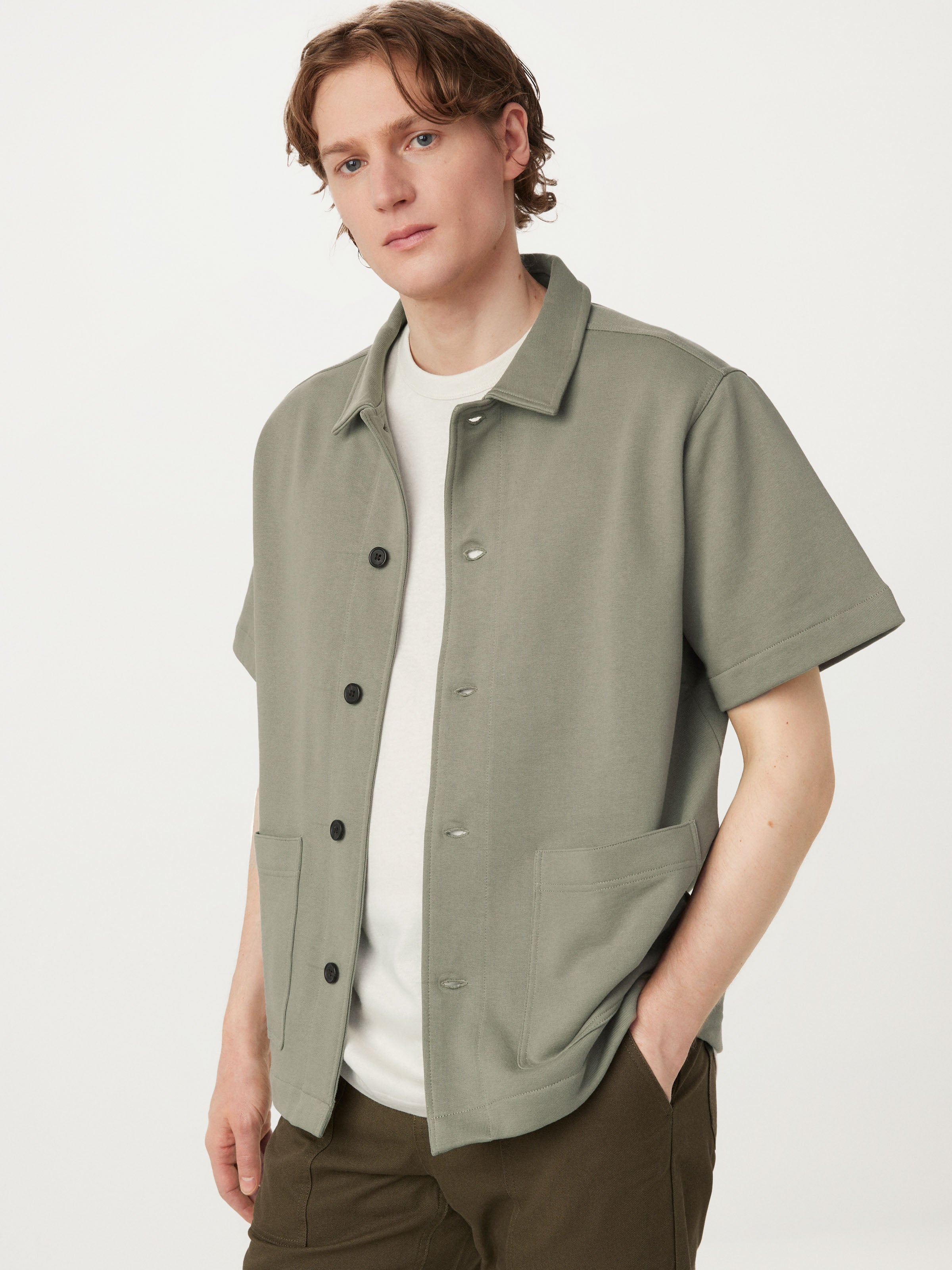 The Short Sleeve Overshirt in Vetiver Green – Frank And Oak USA