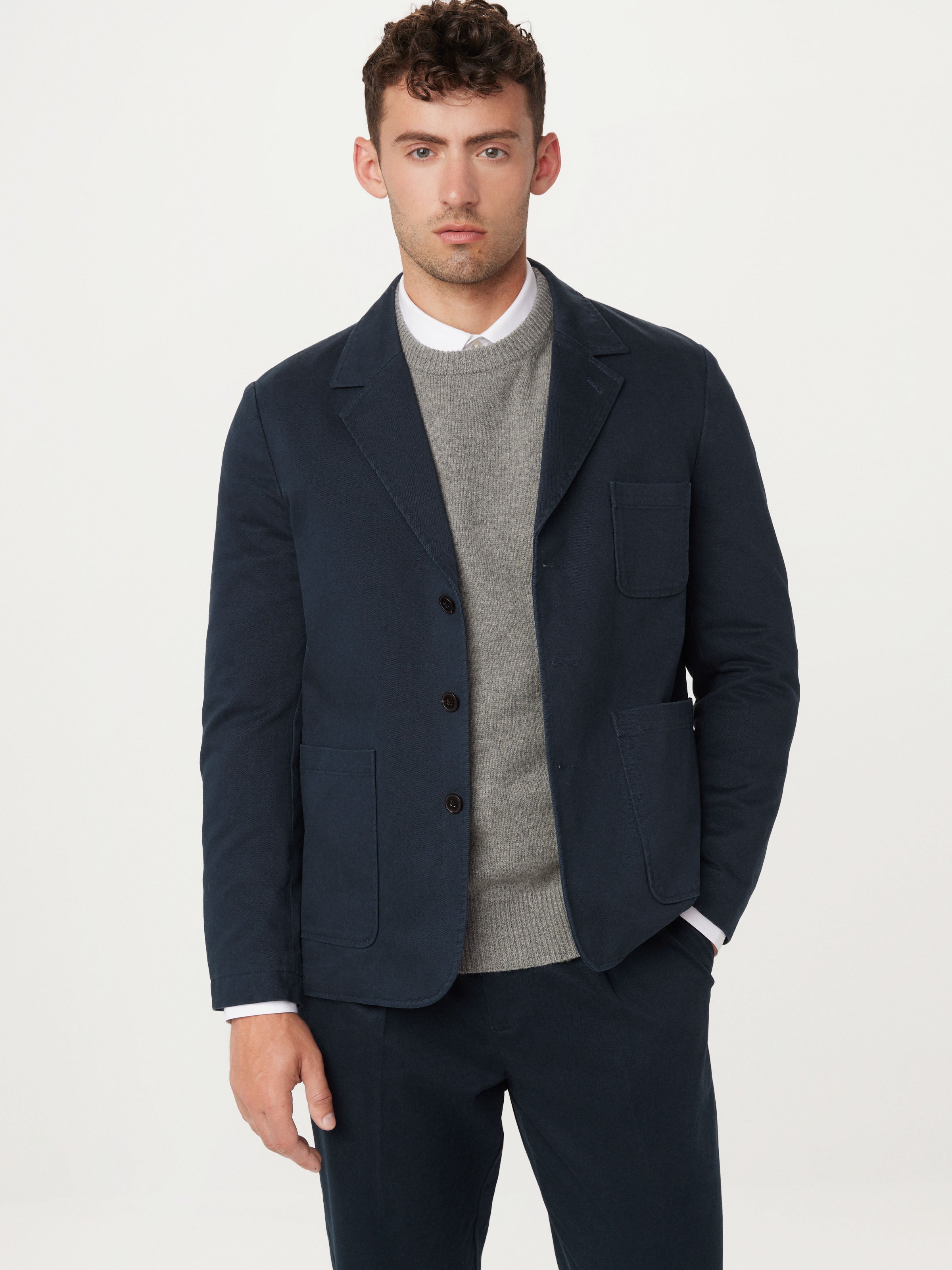 The 3-Button Twill Blazer in Deep Blue – Frank And Oak USA