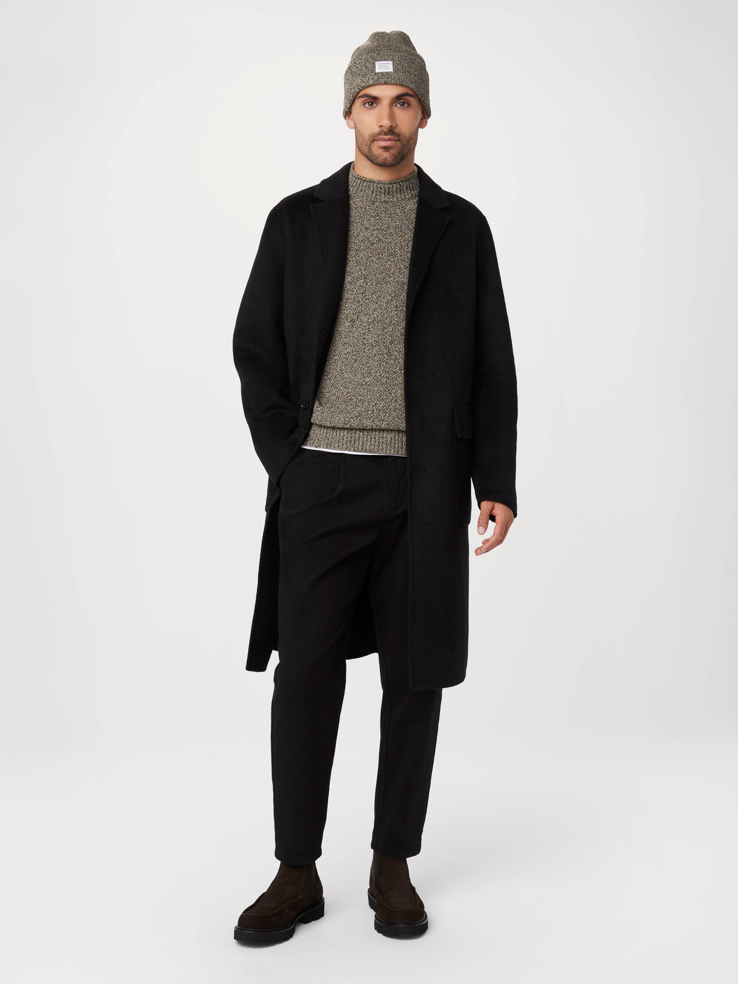 The Michel Recycled Wool Topcoat in Black – Frank And Oak USA