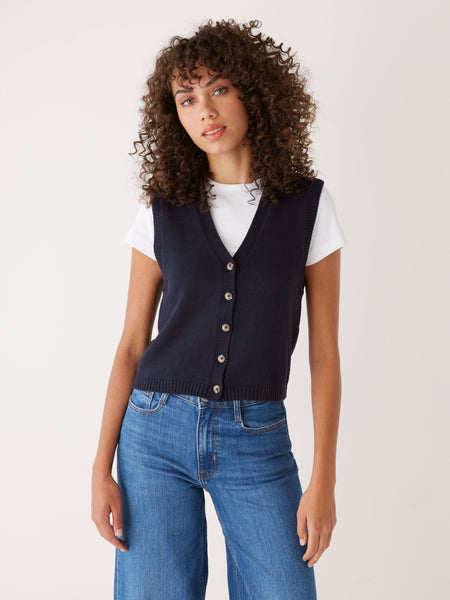 The Button-Up Sweater Vest in Dark Blue – Frank And Oak USA