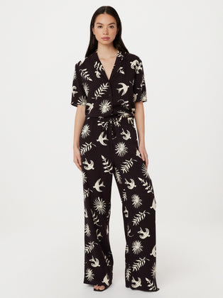 The Sally Printed Wide Leg Pant in Mahogany