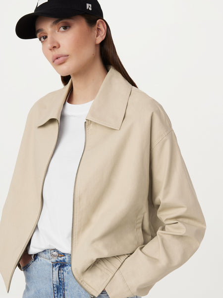 Oldham jacket Beige アウターその他 ZARA WOMEN'S JACKET CROPPED DENIM BEIGE BOXY FRAYED BOTTOM