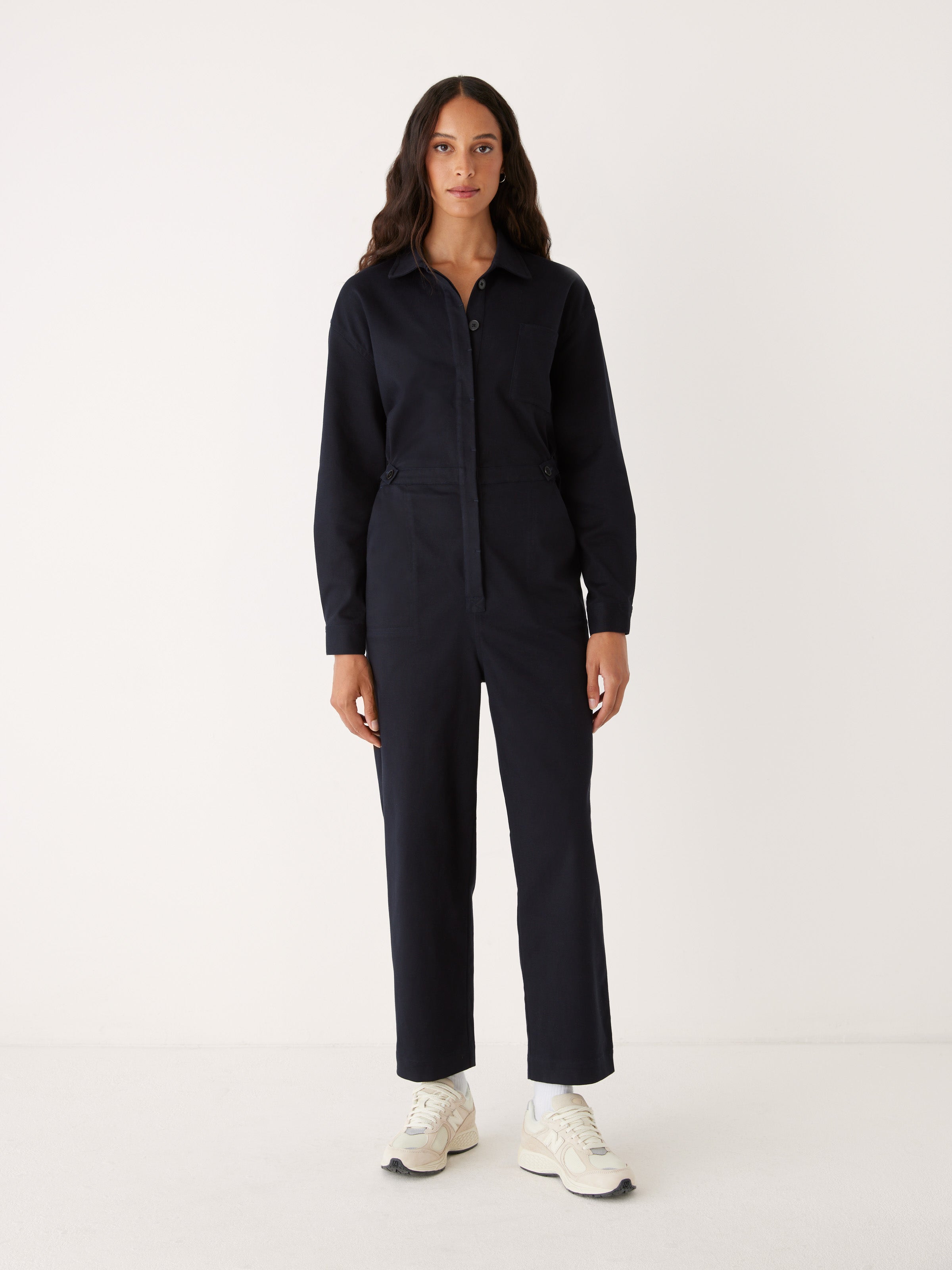 The Organic Cotton Twill Jumpsuit in Dark Blue – Frank And Oak USA