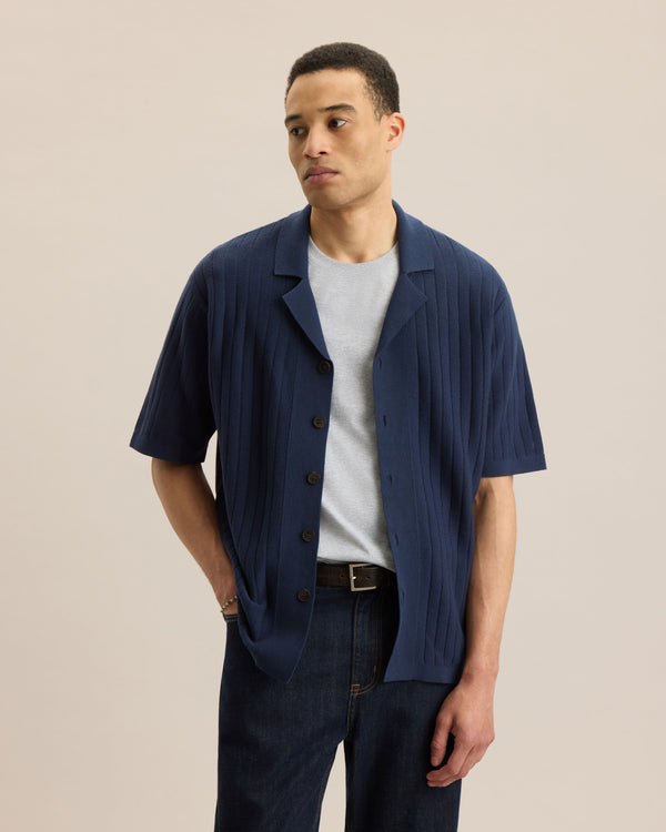 DROP-NEEDLE KNIT SHIRT